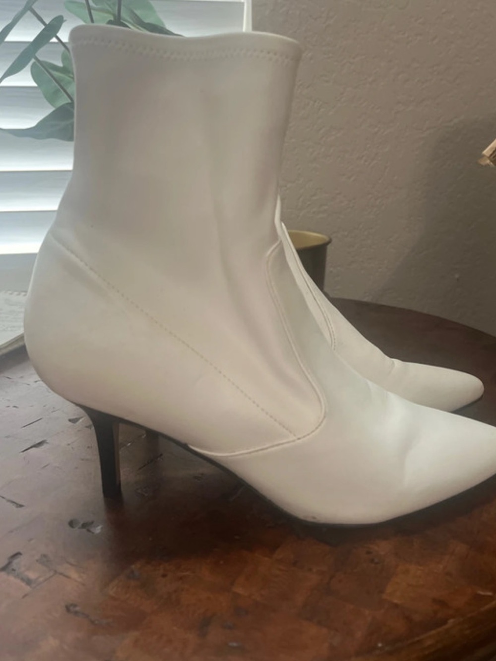 Marc Fisher White Pointed Toe Ankle Boots
